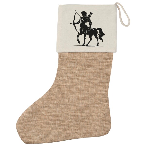 Weihnachtsstrumpf Zentaur Fabelwesen Beige Jute