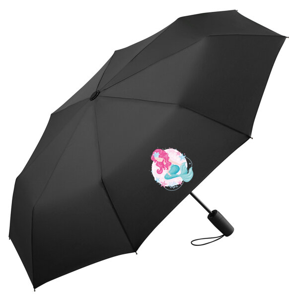 Regenschirm Meerjungfrau Fabelwesen 98cm Schwarz