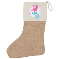 Weihnachtsstrumpf Meerjungfrau Fabelwesen Beige Jute