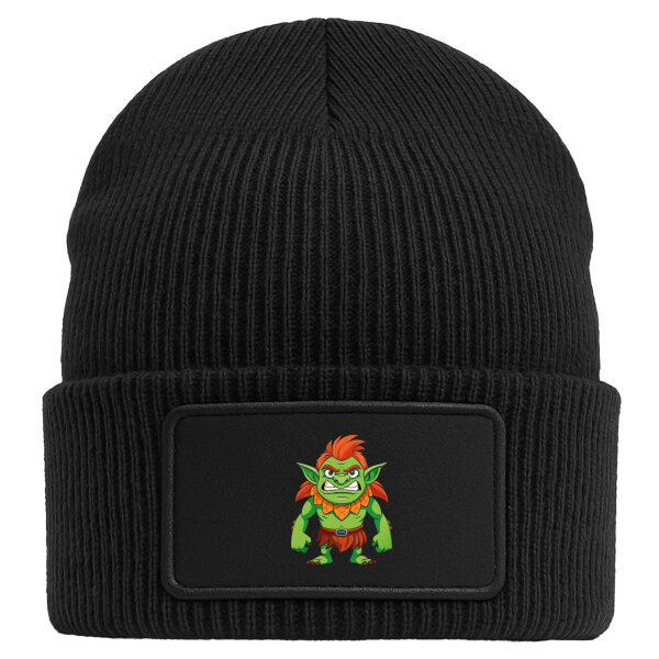 Beanie mit Patch Troll Fabelwesen Black