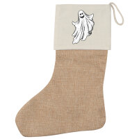 Weihnachtsstrumpf Comic Geist Fabelwesen Beige Jute