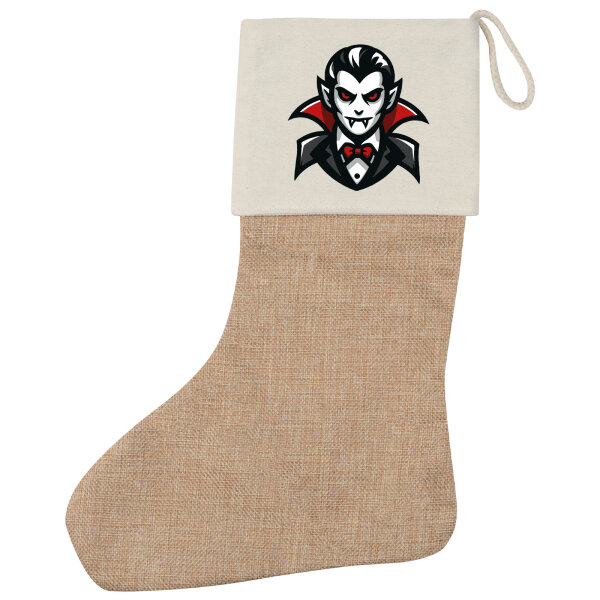Weihnachtsstrumpf Vampir Fabelwesen Beige Jute