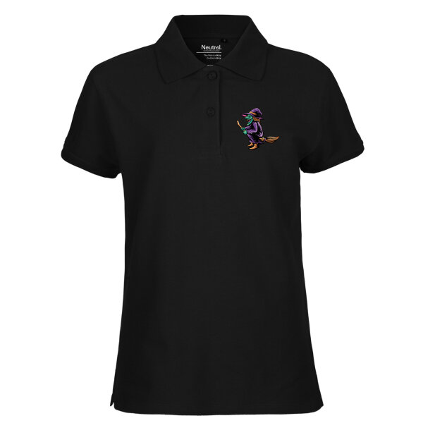 Damen Polo Shirt Hexe Halloween