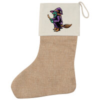 Weihnachtsstrumpf Hexe Halloween Beige Jute