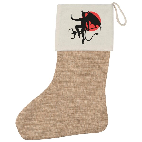 Weihnachtsstrumpf Teufel Devil Beige Jute