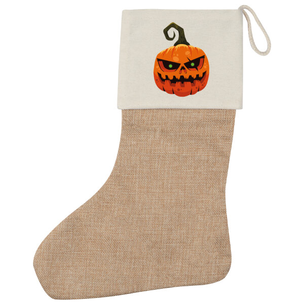 Weihnachtsstrumpf Halloweenkürbis Kürbis Beige Jute