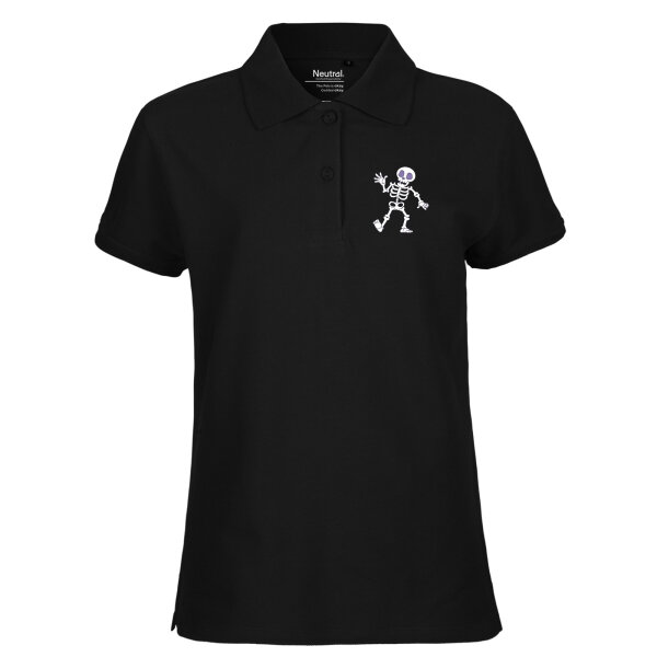 Damen Polo Shirt winkendes Skelett Comic