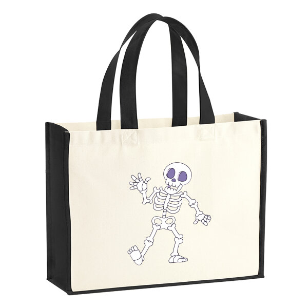 Jutetasche winkendes Skelett Comic 21 Liter Black