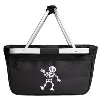Einkaufskorb faltbar winkendes Skelett Comic 20 Liter Black