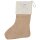 Weihnachtsstrumpf winkendes Skelett Comic Beige Jute