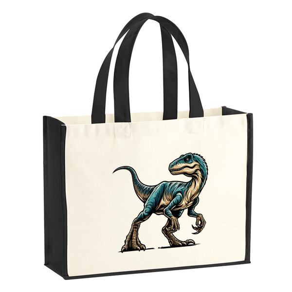 Jutetasche Velociraptor Dinosaurier 21 Liter Black
