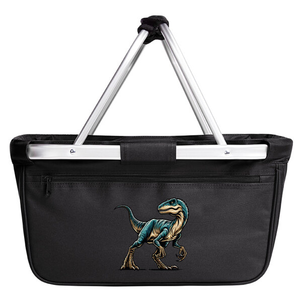 Einkaufskorb faltbar Velociraptor Dinosaurier 20 Liter Black