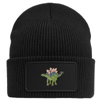 Beanie mit Patch Stegosaurus Dinosaurier Black