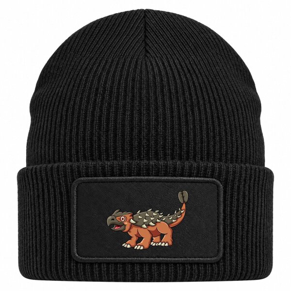 Beanie mit Patch Ankylosaurus Dinosaurier Black