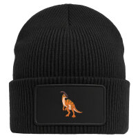 Beanie mit Patch Parasaurolophus Dinosaurier Black