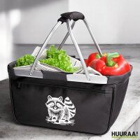 Einkaufskorb faltbar Waschbär Comic 20 Liter Black