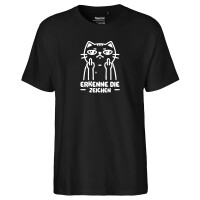 Herren T-Shirt Erkenne die Zeichen grimmige Katze