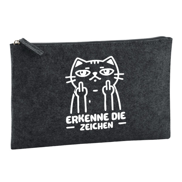 Kulturbeutel Erkenne die Zeichen grimmige Katze 1 Liter Charcoal
