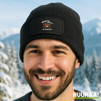 Beanie mit Patch Angst vor Hühnern, hat keine Eier grimmiger Hahn Black