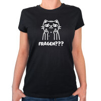 Damen T-Shirt Fragen? grimmige Katze
