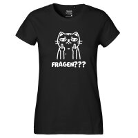 Damen T-Shirt Fragen? grimmige Katze