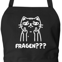 Schürze Fragen? grimmige Katze mit Taschen