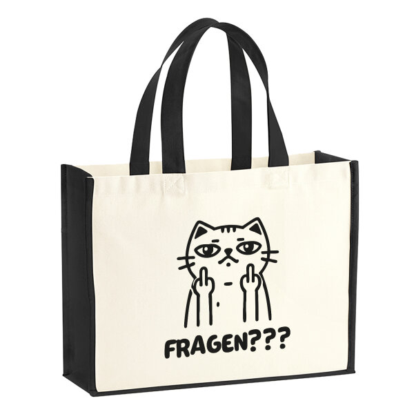 Jutetasche Fragen? grimmige Katze 21 Liter Black