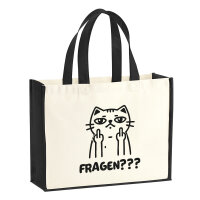 Jutetasche Fragen? grimmige Katze 21 Liter Black