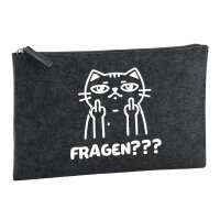 Kulturbeutel Fragen? grimmige Katze 1 Liter Charcoal