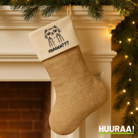Weihnachtsstrumpf Fragen? grimmige Katze Beige Jute