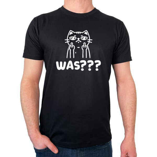 Herren T-Shirt Was? grimmige Katze