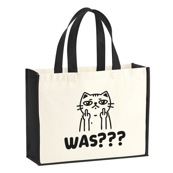 Jutetasche Was? grimmige Katze 21 Liter Black