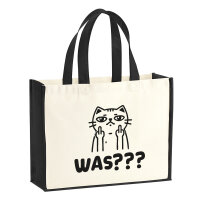 Jutetasche Was? grimmige Katze 21 Liter Black