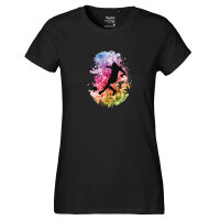 Damen T-Shirt Fußballspieler bunte Silhouette
