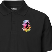 Herren Polo Shirt Fußballspieler bunte Silhouette