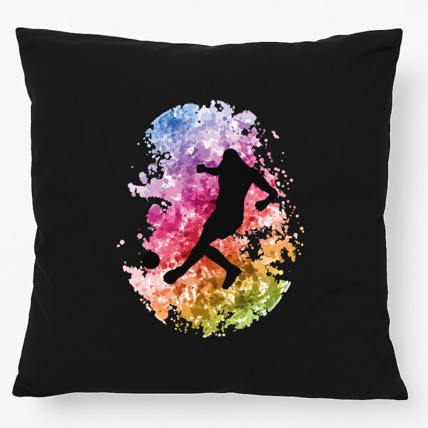 Kissen Fußballspieler bunte Silhouette 40x40cm