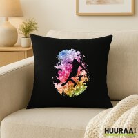 Kissen Fußballspieler bunte Silhouette 40x40cm