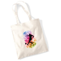 Jutebeutel Fußballspieler bunte Silhouette 10 Liter