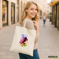 Jutebeutel Fußballspieler bunte Silhouette 10 Liter