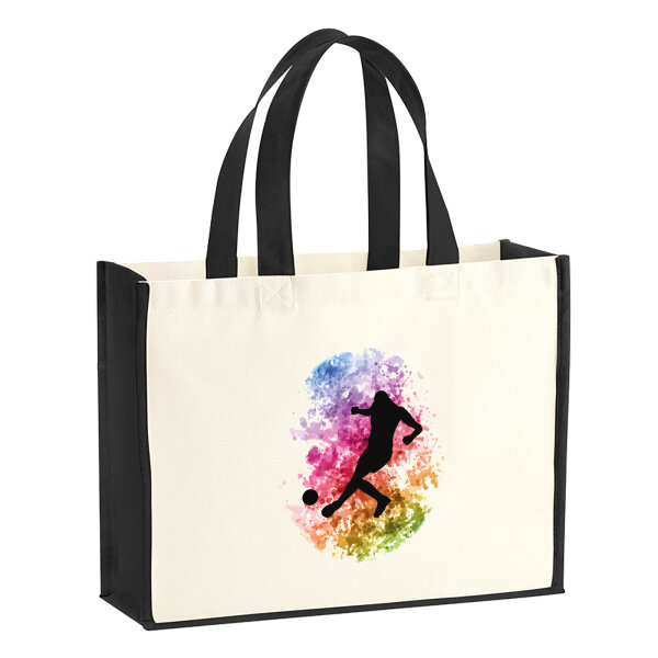 Jutetasche Fußballspieler bunte Silhouette 21 Liter Black
