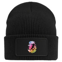 Beanie mit Patch Fußballspieler bunte Silhouette Black