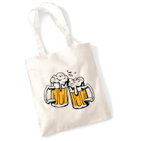 Jutebeutel Bierkrüge anstoßen...