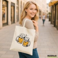 Jutebeutel Bierkrüge anstoßen...