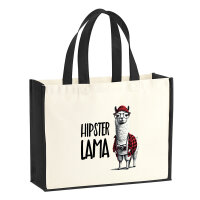 Jutetasche Hipser Lama Comic Meme 21 Liter Black