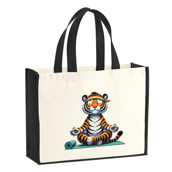 Jutetasche Yoga Tiger Comic 21 Liter Black