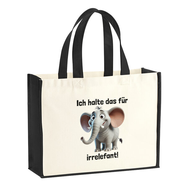 Jutetasche Ich halte das für irrelefant Elefant Meme 21 Liter Black