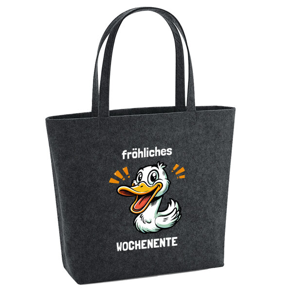 Filz Shopper fröhliches Wochenente Ente Meme 22 Liter