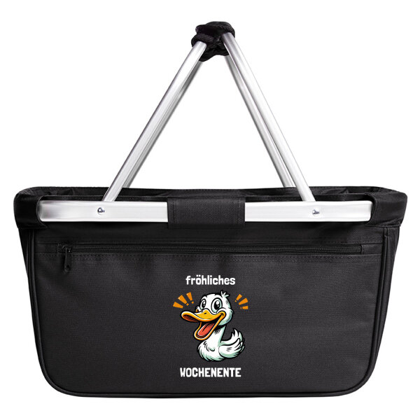 Einkaufskorb faltbar fröhliches Wochenente Ente Meme 20 Liter Black