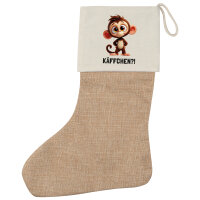 Weihnachtsstrumpf Käffchen? Affe Äffchen Meme Beige Jute