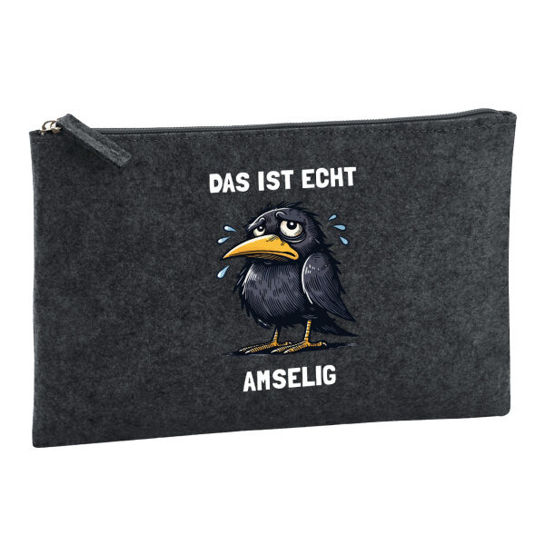 Kulturbeutel Das ist echt Amselig Amsel Meme 1 Liter Charcoal